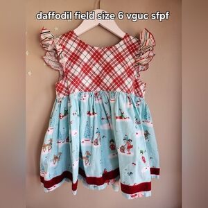 Plaid and Christmas Print Kids Dress